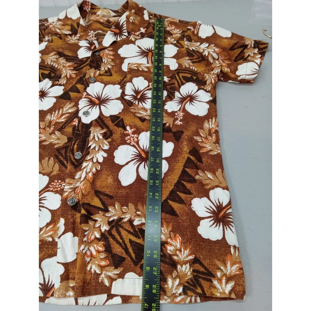 Royal Hawaiian Vintage Hibiscus Floral Shirt Mens XXL Aloha Brown Made in Hawaii